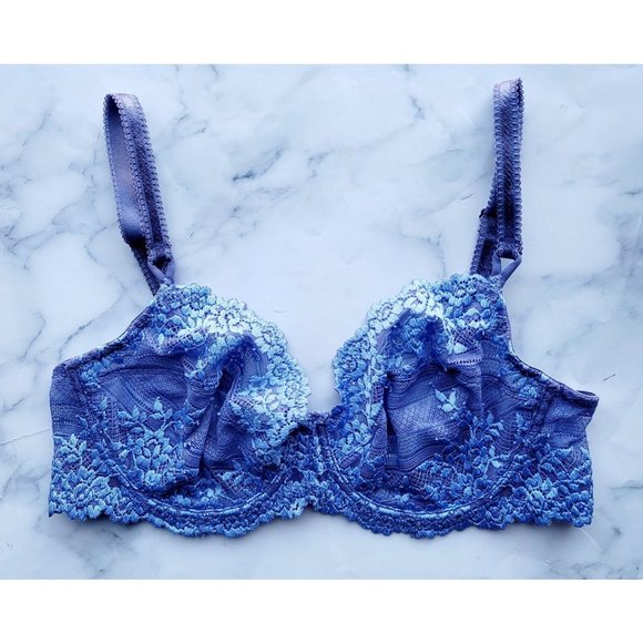 Wacoal Other - Wacoal Embrace Lace Blue Unlined Underwire Unpadded Mid Coverage 65191 Bra 34C